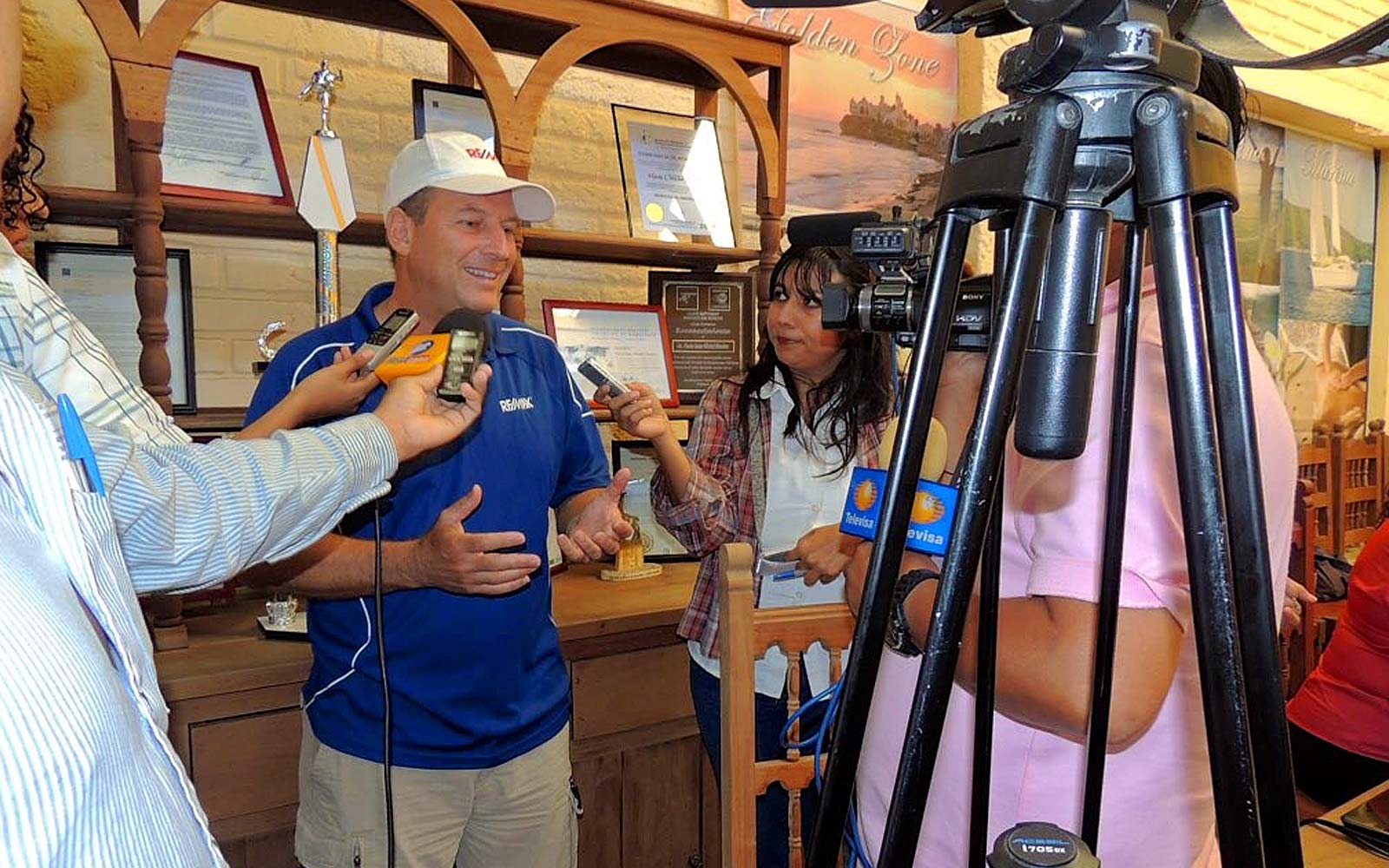 Bruce Johnson on camera in South America